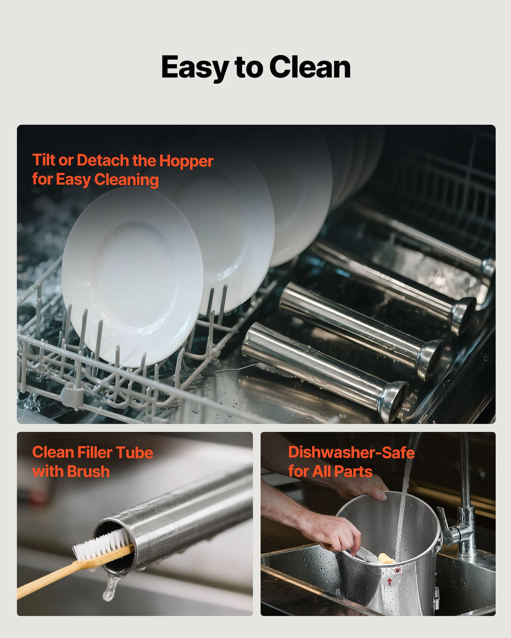 Easy-clean, detachable parts and dishwasher-safe components