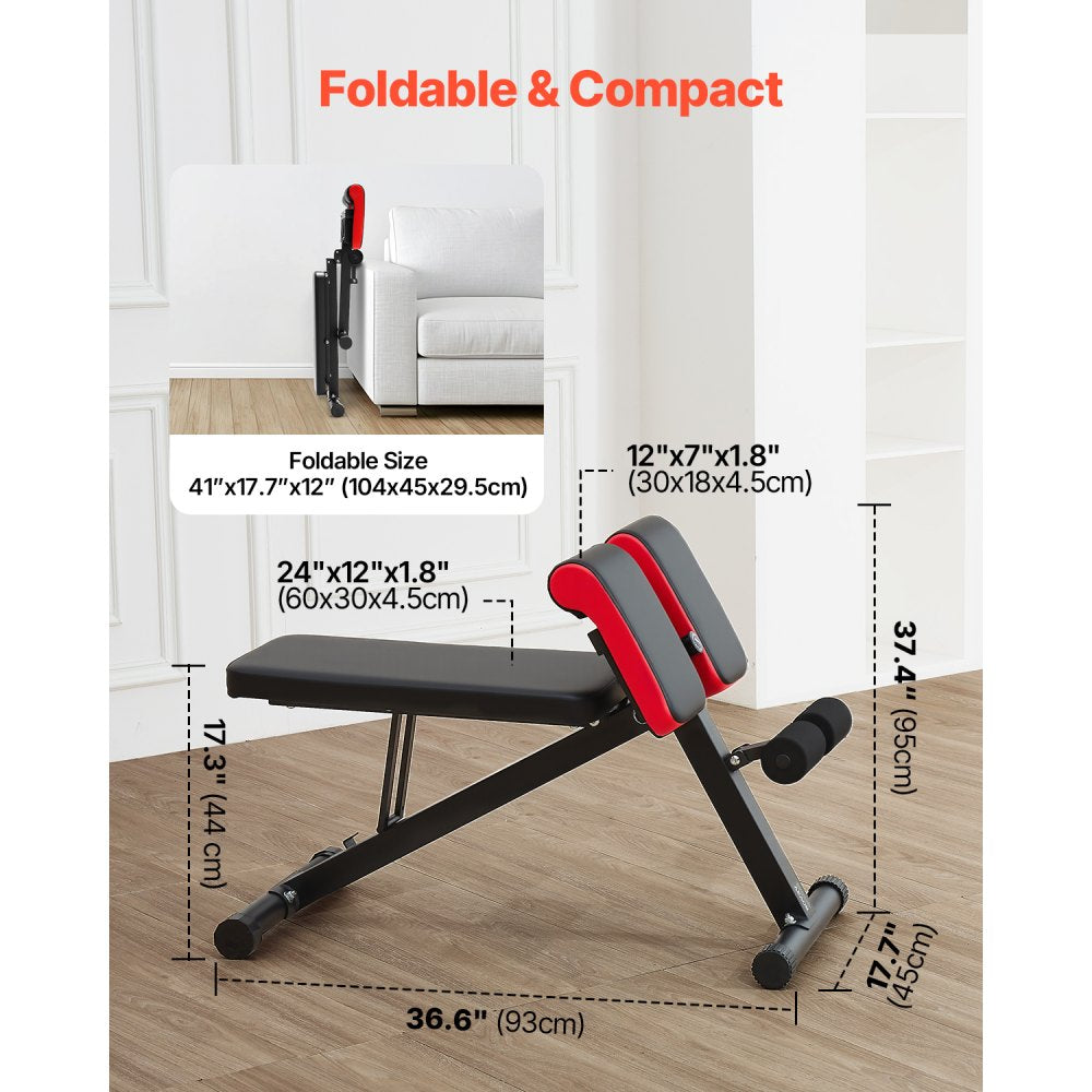 VEVOR Multi-Functional Weight Bench for Full Body Workout, Roman Chair Hyperextension Bench, 330 lbs Adjustable & Foldable Equipment for Back Arm Core Ab Workout, Sit Up Exercise Machine for Home Gym
