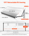 VEVOR Motorized RV Awning Complete Kit, 17.06FT Electric Retractable RV Awning with Aluminum Alloy Frame & Waterproof Fabric, Outdoor Camping Trailer Awnings Fit Most RVs (17FT Type, Gradient Gray)