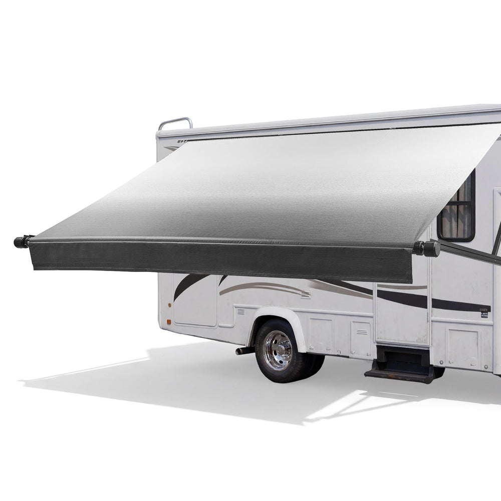 VEVOR Motorized RV Awning Complete Kit, 20.06FT Electric Retractable RV Awning with Aluminum Alloy Frame & Waterproof Fabric, Outdoor Camping Trailer Awnings Fit Most RVs (20FT Type, Gradient Black)