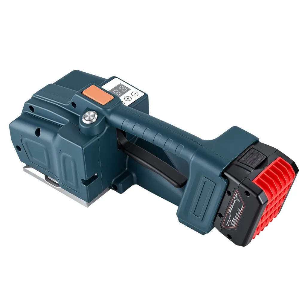 VEVOR Electric Strapping Machine 0.51-0.63 in PP/PET Straps Digital Display, for Packaging Boxes & Pallets, Portable Automatic Banding Tool with 2 x 5000mAh Batteries, Battery-Powered Strapping Tool