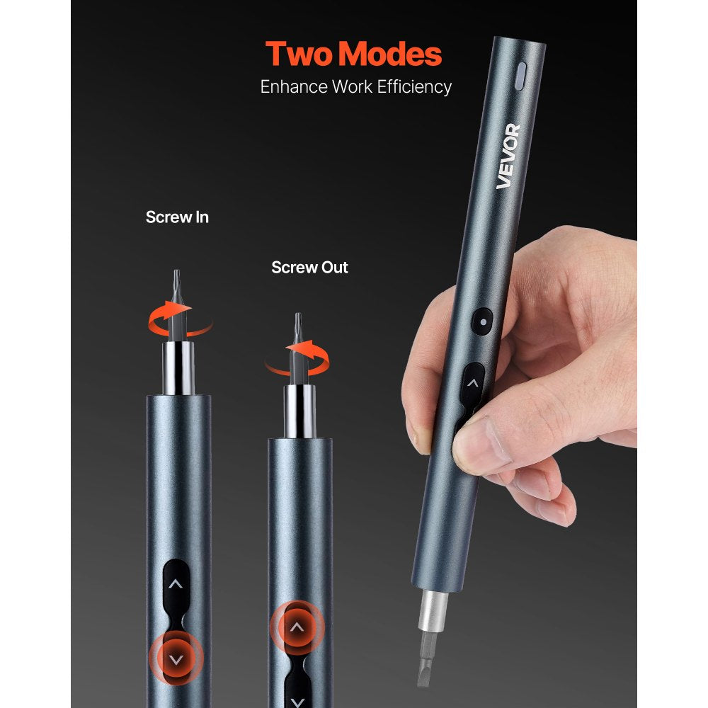 VEVOR Electric Precision Screwdriver Set, 48 Magnetic Bits, Mini Electric Screwdriver with Magnetic Storage Box, S2 Steel Bits, LED Light, Type-C Charging, for Phone, Laptop, and Electronics Repair