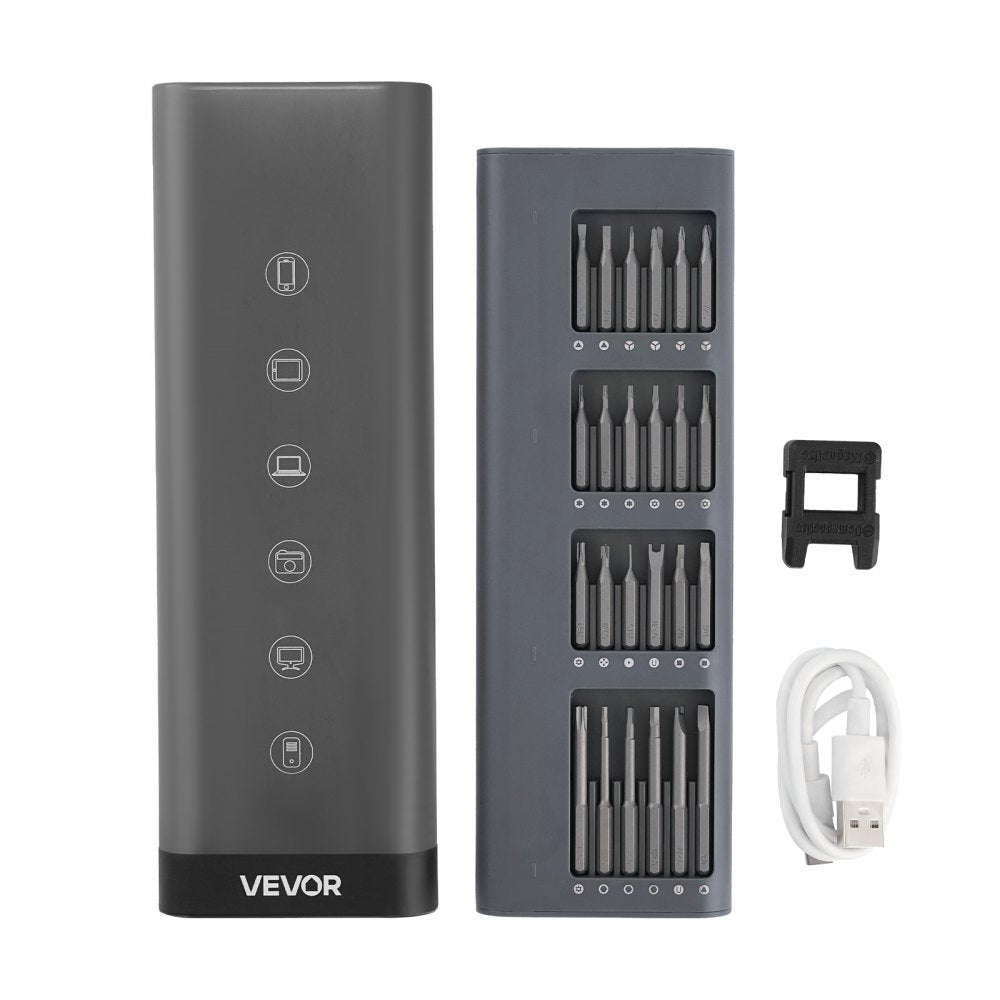 VEVOR Electric Precision Screwdriver Set, 48 Magnetic Bits, Mini Electric Screwdriver with Magnetic Storage Box, S2 Steel Bits, LED Light, Type-C Charging, for Phone, Laptop, and Electronics Repair