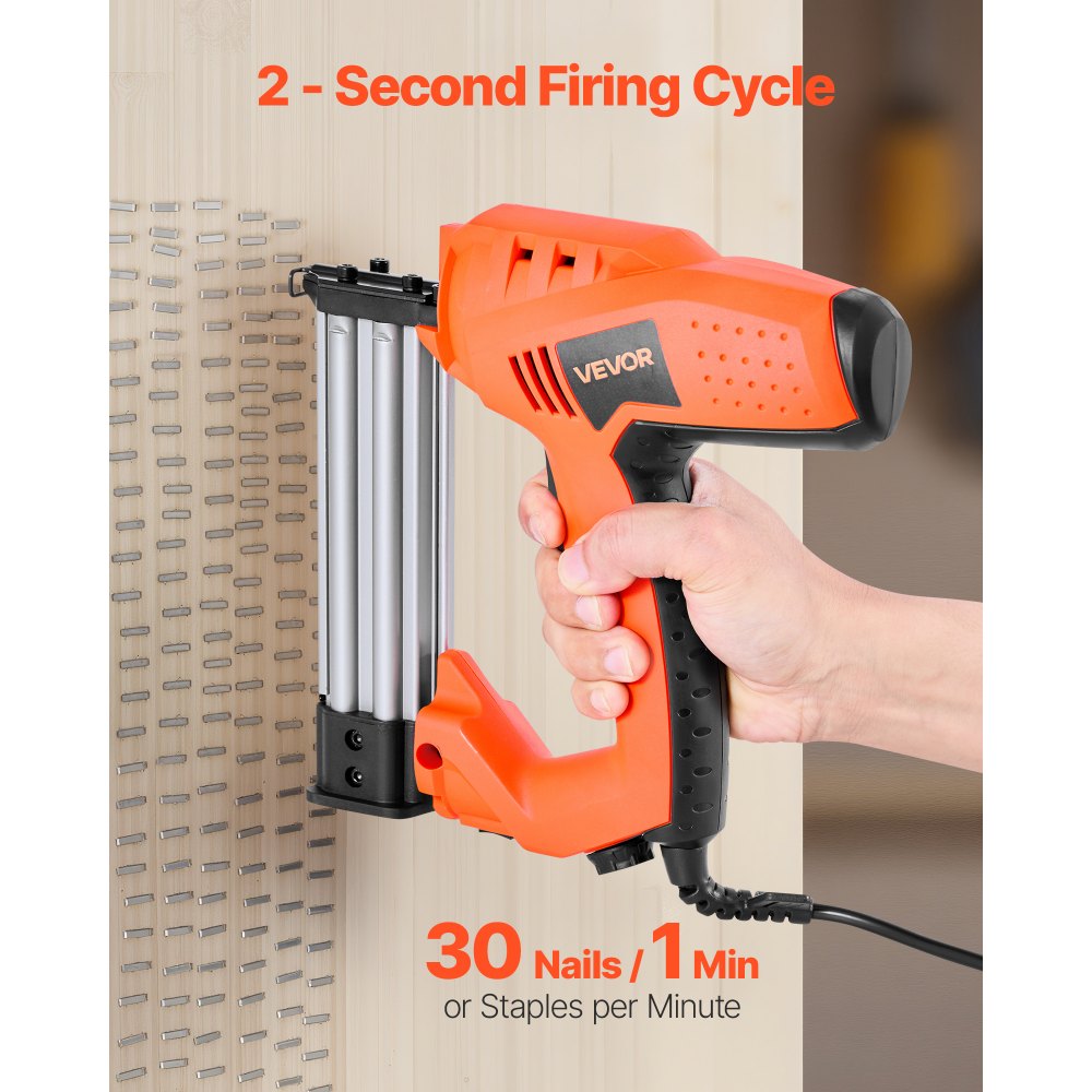 VEVOR Electric Nail Gun, 2-in-1 Staple Gun Brad Nailer, 18 Gauge 1-1/4 inch, Stapler Brad Nailer with 1000 Pcs Staples and 1000 Pcs Nails, Non-Slip Rubber Grip, for Woodworking and DIY Projects