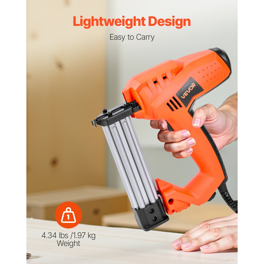 VEVOR Electric Nail Gun, 2-in-1 Staple Gun Brad Nailer, 18 Gauge 1-1/4 inch, Stapler Brad Nailer with 1000 Pcs Staples and 1000 Pcs Nails, Non-Slip Rubber Grip, for Woodworking and DIY Projects