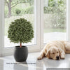 VEVOR Artificial Topiary Ball Boxwood Bush 20 in Set of 2 Green Fake Shrubs, PE Faux Trees with Metal Ground Spikes, Indoor & Outdoor Plant for Front Door, Entryway, Porch, Balcony, Patio, Garden