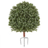 VEVOR Artificial Topiary Ball Boxwood Bush 20 in Set of 2 Green Fake Shrubs, PE Faux Trees with Metal Ground Spikes, Indoor & Outdoor Plant for Front Door, Entryway, Porch, Balcony, Patio, Garden