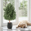 VEVOR Artificial Topiary Cedar Bush 3 Ft Set of 2 Greenery Fake Shrubs, PE Faux Trees with Ground Spikes, Indoor & Outdoor Green Plant for Front Door, Entryway, Porch, Balcony, Patio, Garden
