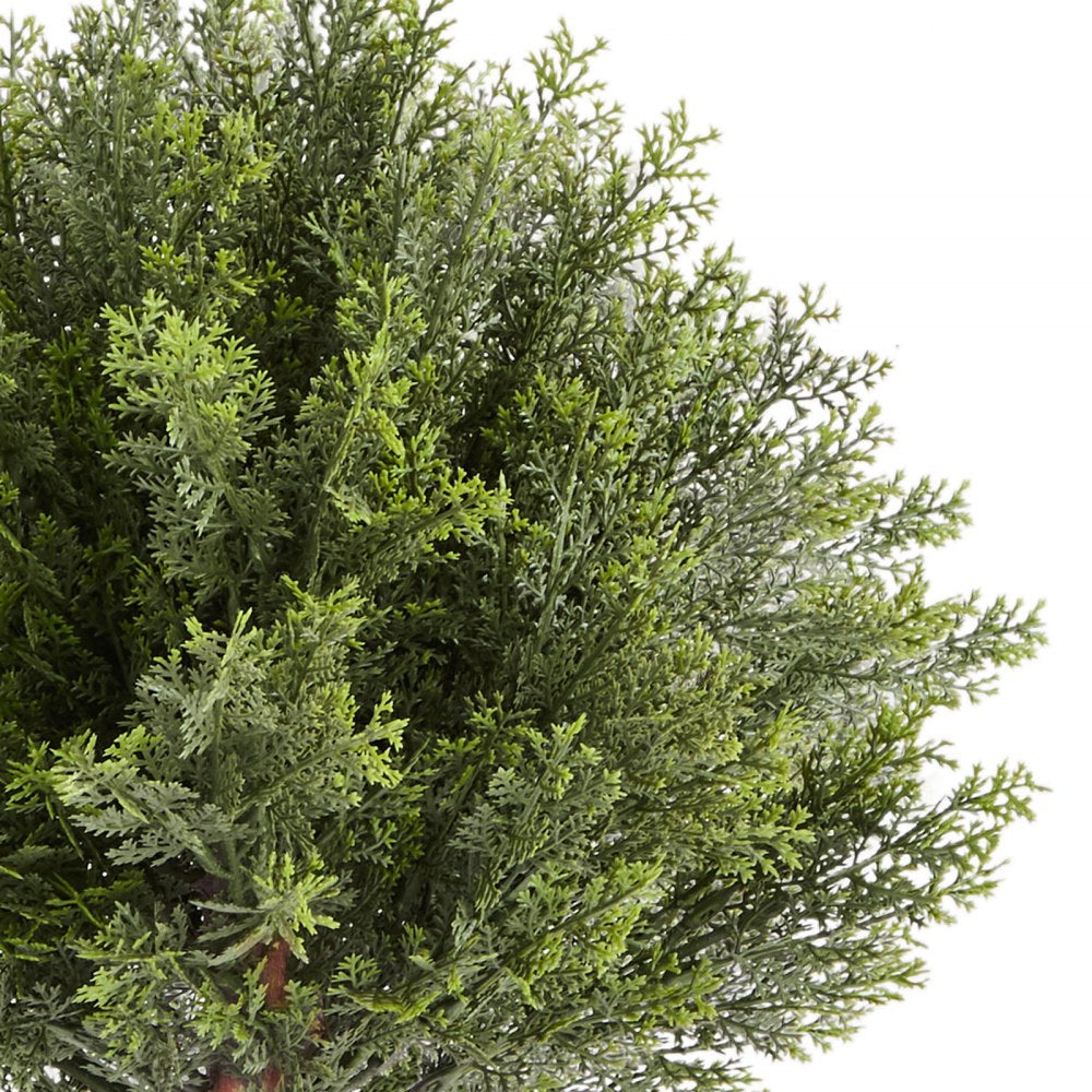 VEVOR Artificial Topiary Cypress Trees with Ground Spike, 16 inch 2 Set Faux Shrubs & Bushes Potted Plants, Fake Silk Tree Look Real for Decor Front Porch Outdoor Indoor Patio Garden Balcony Backyard