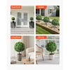 VEVOR Artificial Topiary Boxwood Trees with Ground Spike, 27 inch 2 Set Faux Shrubs & Bushes Potted Plants, Fake Silk Tree Look Real for Decor Front Porch Outdoor Indoor Patio Garden Balcony Backyard