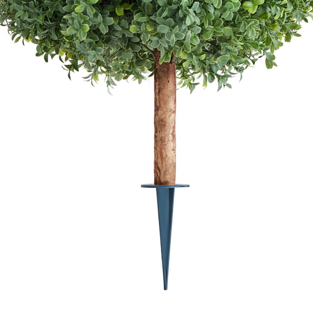 VEVOR Artificial Topiary Boxwood Trees with Ground Spike, 27 inch 2 Set Faux Shrubs & Bushes Potted Plants, Fake Silk Tree Look Real for Decor Front Porch Outdoor Indoor Patio Garden Balcony Backyard