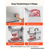 VEVOR Commercial Meat Tenderizer, 450W Electric Beef Machine 265 Lbs/H, for Turkey Chicken Pork, Heavy Duty Stainless Steel Kitchen Tool with 54 Blades, Food Tong, Cleaning Brush, Wide Feed Chute