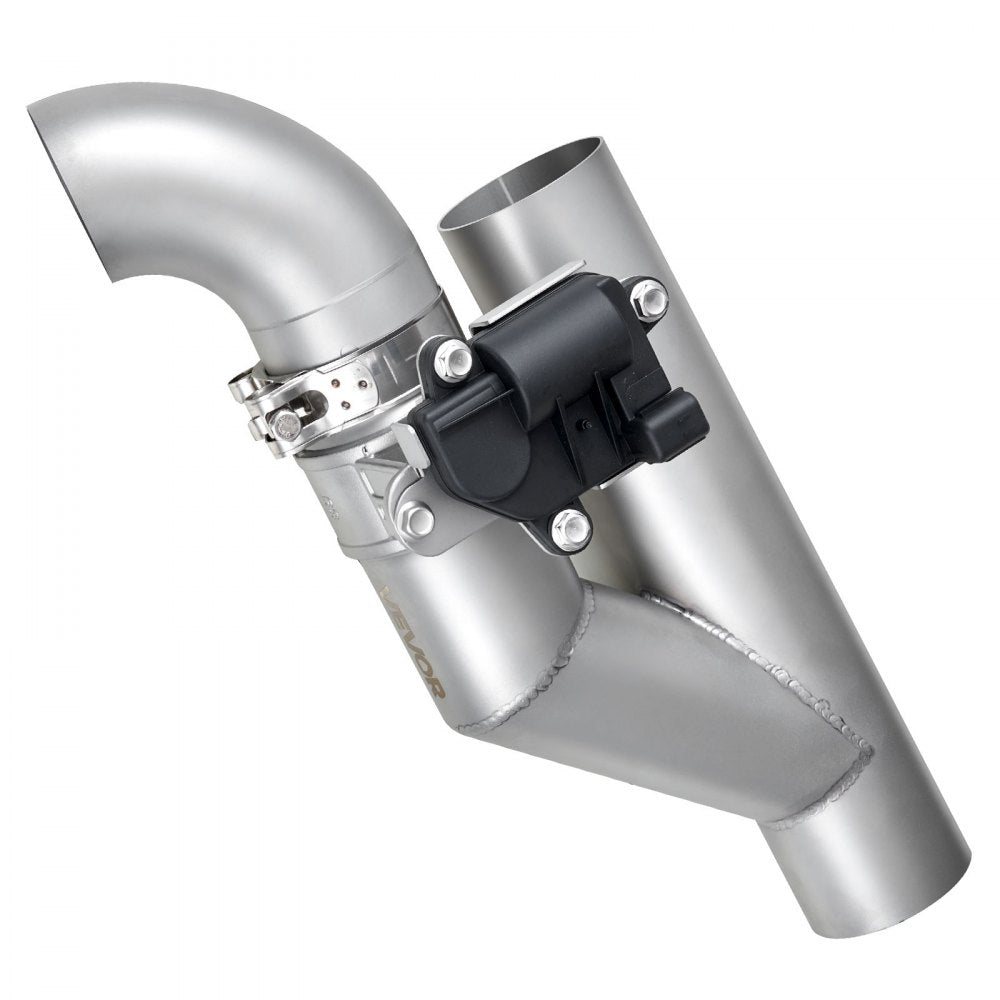 VEVOR Electric Exhaust Cutout, 2.5 Inch Universal Stainless Steel Exhaust Valve Kit with One Controller Remote Kit, Cut Out Valve, Y Pipe, Remote Control & Box, Fits Trucks, Sedans, Sports Cars, SUVs