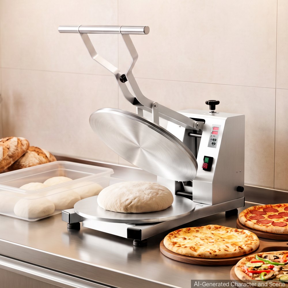 VEVOR Commercial Pizza Dough Press Machine 18 in Electric Dough Sheeter, Ideal for Bakery Home Restaurant Use, 1200W Cast Aluminum Pastry Press Plate, Adjustable Thickness Bread Forming Presser