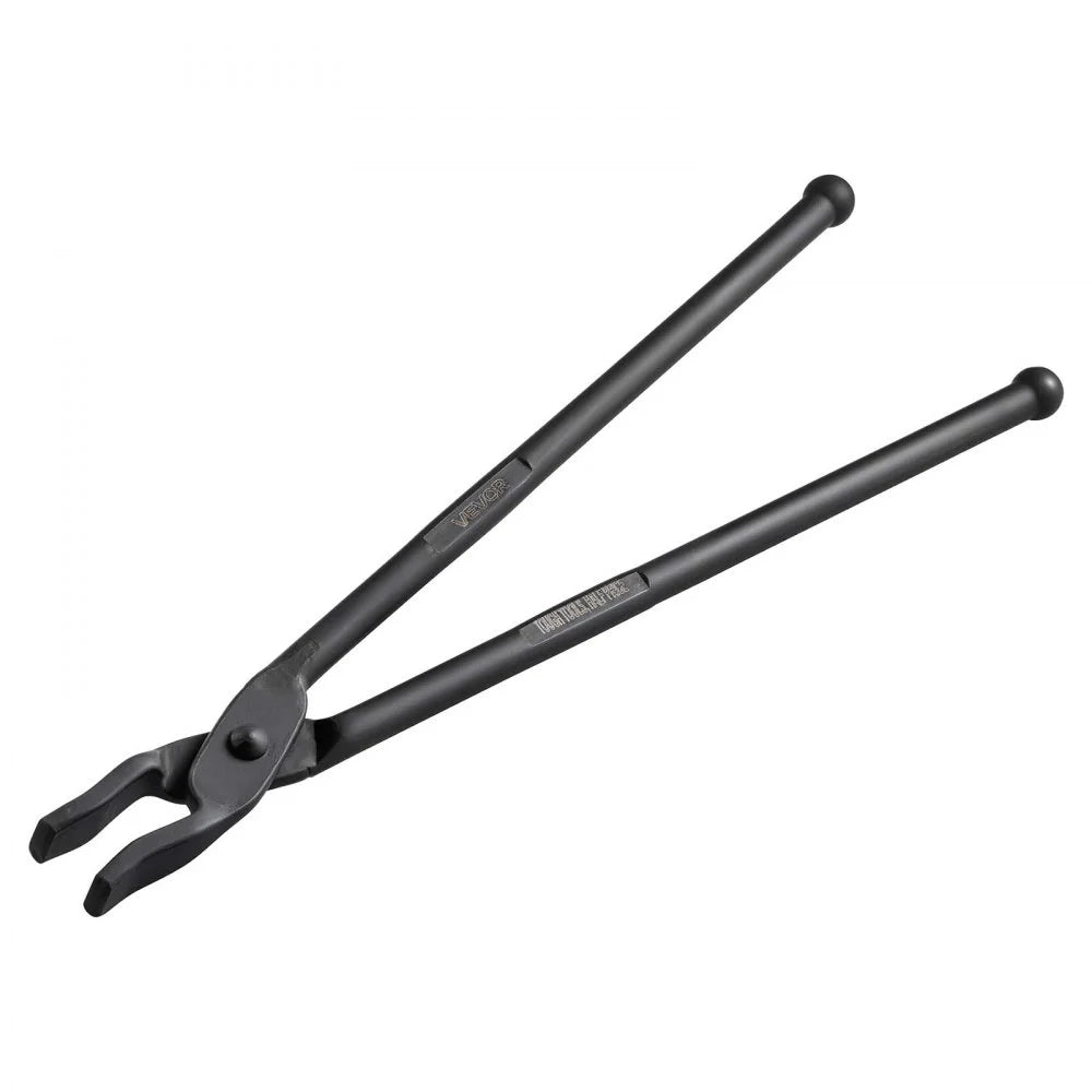 VEVOR Blacksmith Tongs 3-Piece V-Bit/Blade/Flat Jaw Tongs Set Carbon Steel, for Bladesmithing & Blacksmithing, Firm Grip, Extended Handles, Premium Material, Forge Tongs Bundle Set with Rivets, Black