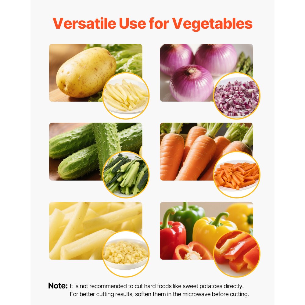 VEVOR Commercial French Fry Cutter, Stainless Steel Vegetable Fruit Chopper with 2 Replacement Blades 1/2-Inch 3/8-Inch, Electric Potato Slicer Dicer for Restaurants & Home Kitchen