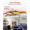 VEVOR Kayak Storage Rack for 2 Kayaks, Holds Up to 250 lbs, Heavy Duty Adjustable Ceiling Rack for Garage Ceiling Mount, Overhead Garage Storage Hanger for Canoe, Ladder, SUP, Surfboard & Paddleboard
