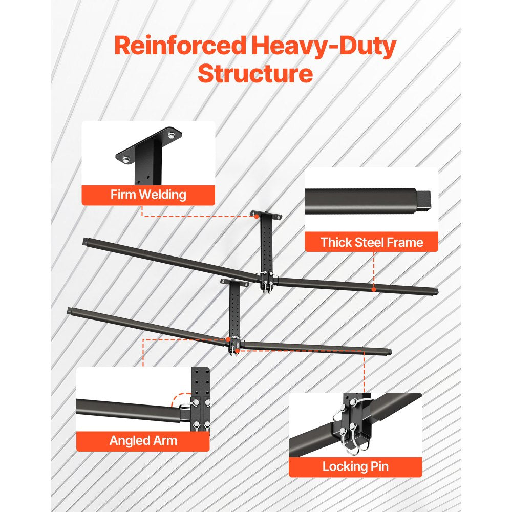 VEVOR Kayak Storage Rack for 2 Kayaks, Holds Up to 250 lbs, Heavy Duty Adjustable Ceiling Rack for Garage Ceiling Mount, Overhead Garage Storage Hanger for Canoe, Ladder, SUP, Surfboard & Paddleboard