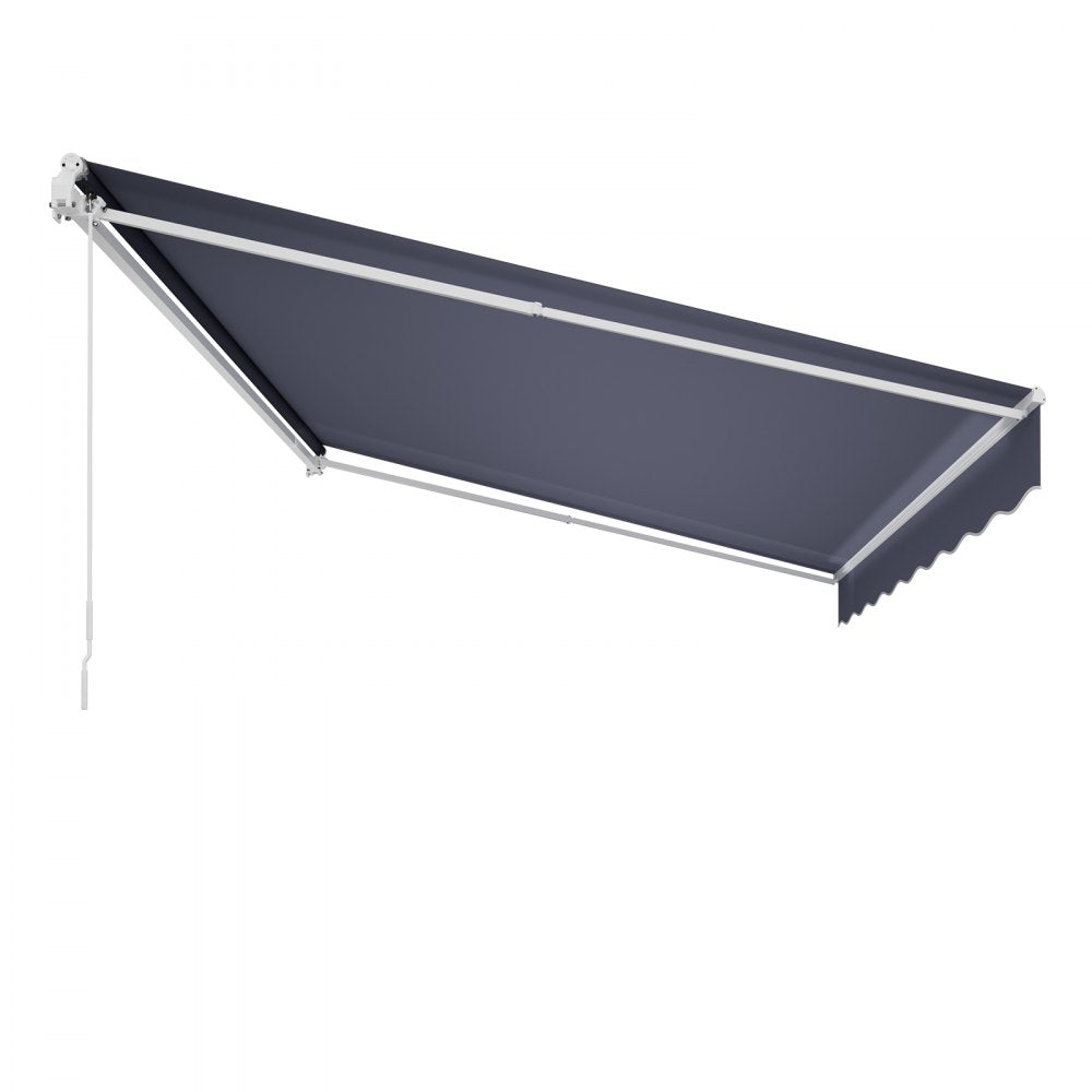 VEVOR Electric Retractable Awning, 14.1' x 9.8' Motorized Patio Awning, Sunshade Shelter with Remote Controller & Manual Crank Handle, Waterproof Polyester Fabric for Outdoor Deck, Balcony, Yard, Gray
