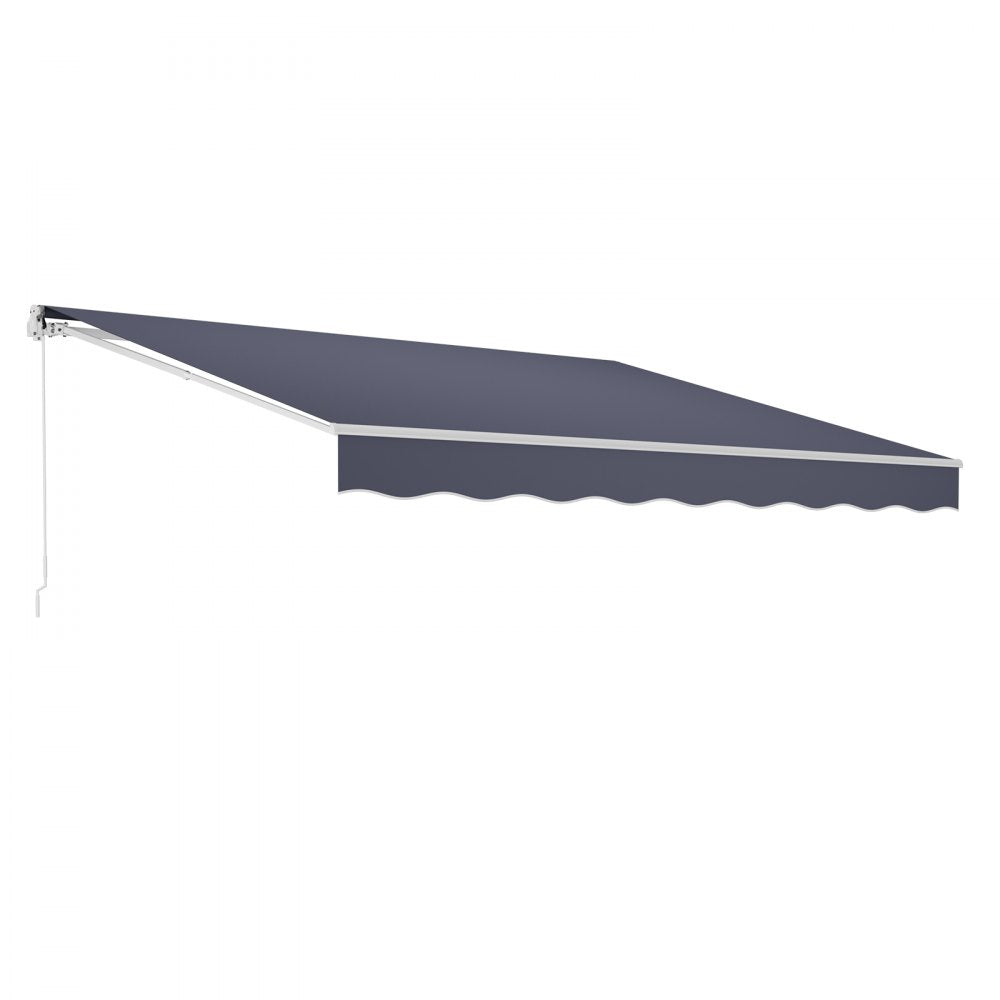 VEVOR Electric Retractable Awning, 14.1' x 9.8' Motorized Patio Awning, Sunshade Shelter with Remote Controller & Manual Crank Handle, Waterproof Polyester Fabric for Outdoor Deck, Balcony, Yard, Gray