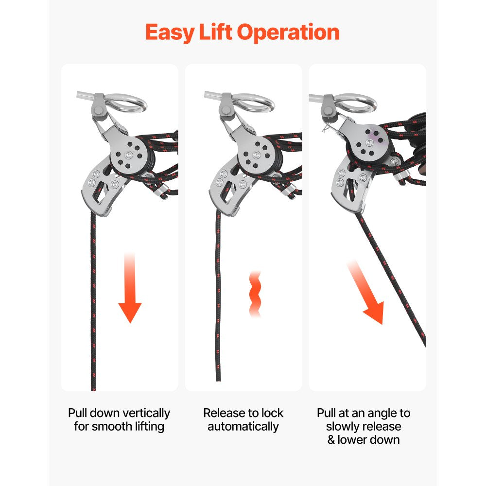 VEVOR Hard Top Remover Lift, 220 lbs, Jeep Hardtop Removal Storage Roof Hoist with Anti-Drop System, Easy One-Person Operation, Supports 8-16 in Ceiling, for 2-Door & 4-Door Jeep Wrangler JK JL & Ford