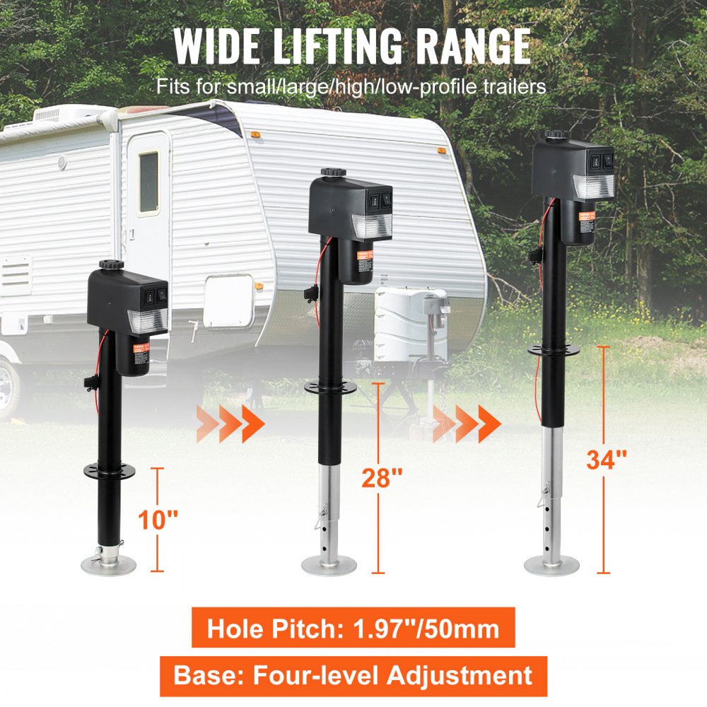 VEVOR Electric Trailer Jack, Power Tongue Jack Weight Capacity 3500 lbs, 9.84"-33.85" Electric Tongue Jack with Waterproof Cover for Lifting RV Trailer, Horse Trailer, Utility Trailer, Yacht Trailer