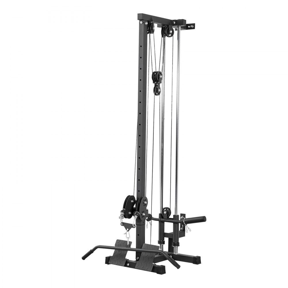 VEVOR LAT Pull Down Machine, 3-in-1 Row Cable Machine, Cable Machines Home Gym with 18-Level Height Adjustment, Wall-Mount Design, Load 500 lbs Lat Tower for Full-Body Workouts, Single-Arm Training