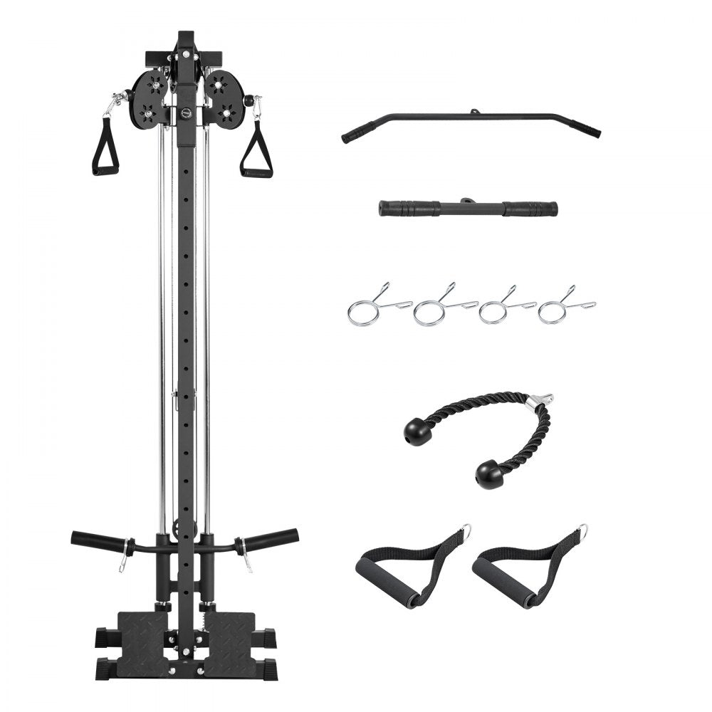 VEVOR LAT Pull Down Machine, 3-in-1 Row Cable Machine, Cable Machines Home Gym with 18-Level Height Adjustment, Wall-Mount Design, Load 500 lbs Lat Tower for Full-Body Workouts, Single-Arm Training