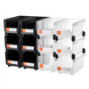 VEVOR Plastic Stackable Storage Bins, 14.8 x 8.5 x 7.1 inch (12 Pack), Plastic Containers for Organizing & Storage Bins for Garage, Small Parts, Office Supplies, Other Accessories, Black & Transparent