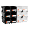 VEVOR Plastic Stackable Storage Bins, 14.8 x 8.5 x 7.1 inch (12 Pack), Plastic Containers for Organizing & Storage Bins for Garage, Small Parts, Office Supplies, Other Accessories, Black & Transparent