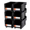VEVOR Plastic Stackable Storage Bins, 14.8 x 8.5 x 7.1 inch (6 Pack), Plastic Containers for Organizing and Storage Bins for Closet, Garage, Small Parts, Office Supplies and Other Accessories, Black