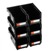 VEVOR Plastic Stackable Storage Bins, 14.8 x 8.5 x 7.1 inch (6 Pack), Plastic Containers for Organizing and Storage Bins for Closet, Garage, Small Parts, Office Supplies and Other Accessories, Black