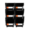 VEVOR Plastic Stackable Storage Bins, 14.8 x 8.5 x 7.1 inch (6 Pack), Plastic Containers for Organizing and Storage Bins for Closet, Garage, Small Parts, Office Supplies and Other Accessories, Black