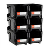 VEVOR Plastic Stackable Storage Bins, 14.8 x 8.5 x 7.1 inch (6 Pack), Plastic Containers for Organizing and Storage Bins for Closet, Garage, Small Parts, Office Supplies and Other Accessories, Black