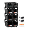 VEVOR Plastic Stackable Storage Bins, 10.9 x 5.5 x 5.1 inch (8 Pack), Plastic Containers for Organizing and Storage Bins for Closet, Garage, Small Parts, Office Supplies and Other Accessories, Black