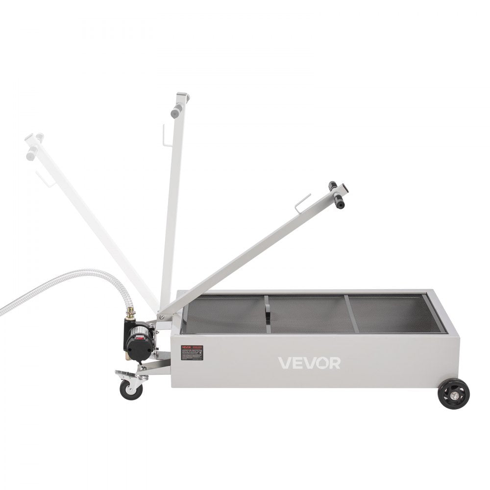 VEVOR Low Profile Oil Drain Pan, 20 Gallon Capacity, Rolling Oil Drain Pan with Electric Pump, 7.2 ft Hose & T Folding Handle, Leak-proof & Corrosion-resistant, Fit for Cars, SUVs, Trucks, ATVs, White