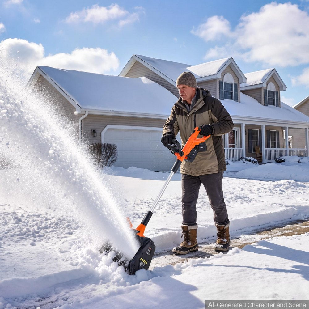 VEVOR Electric Snow Shovel 40V 13.5" Battery-Powered Cordless Snow Blower, for Driveway Patio Deck, Includes 2 x 4Ah Batteries & Charger, 20 ft Throw Distance, 60° Chute, LED Light, Adjustable Handle