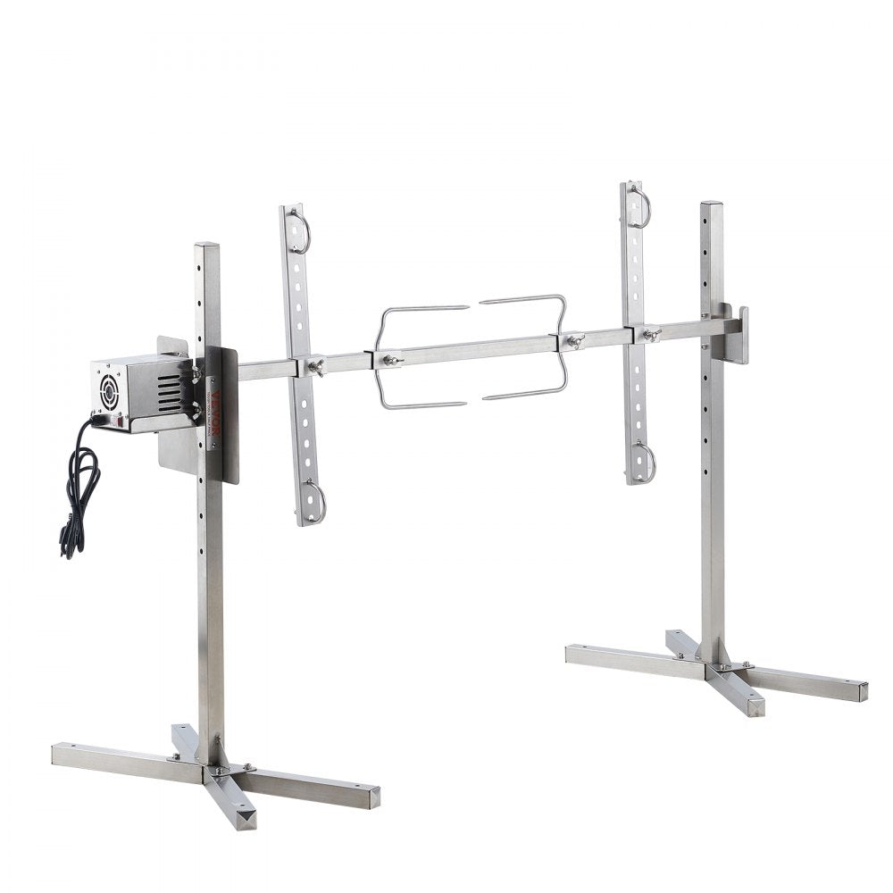VEVOR Electric BBQ Rotisserie Grill Kit, 46 Inch 132 lbs Capacity, Automatic 52W Motor Height Adjustable Universal Roaster Stand, Stainless Steel Grilling Kit, Spit Rod with Heat Shield for Pig Lamb
