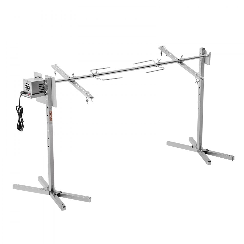 VEVOR Electric BBQ Rotisserie Grill Kit, 56 Inch 132 lbs Capacity, Automatic 52W Motor Height Adjustable Universal Roaster Stand, Stainless Steel Grilling Kit, Spit Rod with Heat Shield for Pig Lamb