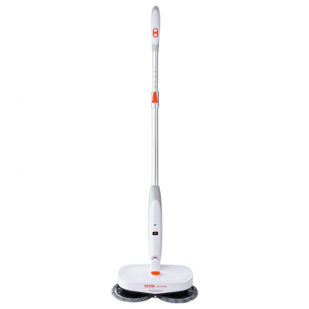 VEVOR Cordless Electric Mop, Electric Spin Mop with Water Tank, up to 40 mins Battery, LED Headlight, Dual Mop Heads, 4 Microfiber Pads & 4 Trapezoid Microfiber Pads, for Hardwood/Tile Floor Cleaning