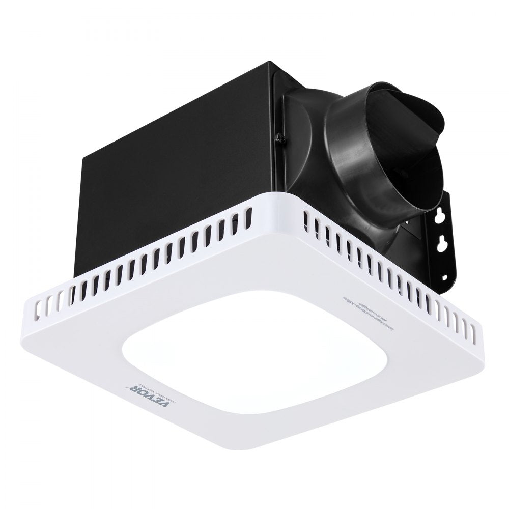 VEVOR Bathroom Exhaust Fan with LED Light, 80-110-130 CFM Bathroom Vent Three Gear Color Temp, 1.5 Sones Low-Noise, Premium AC Motor Ceiling Fan for Laundry Room, Storage Room, Home Ventilation, White