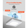 VEVOR Bathroom Exhaust Fan, 80-110-130 CFM Bathroom Vent with Seven Colors RGB Lights, 1.5 Sones Low-Noise, Premium DC Motor Ceiling Fan for KTV Laundry Room, Storage Room, Ventilation, White