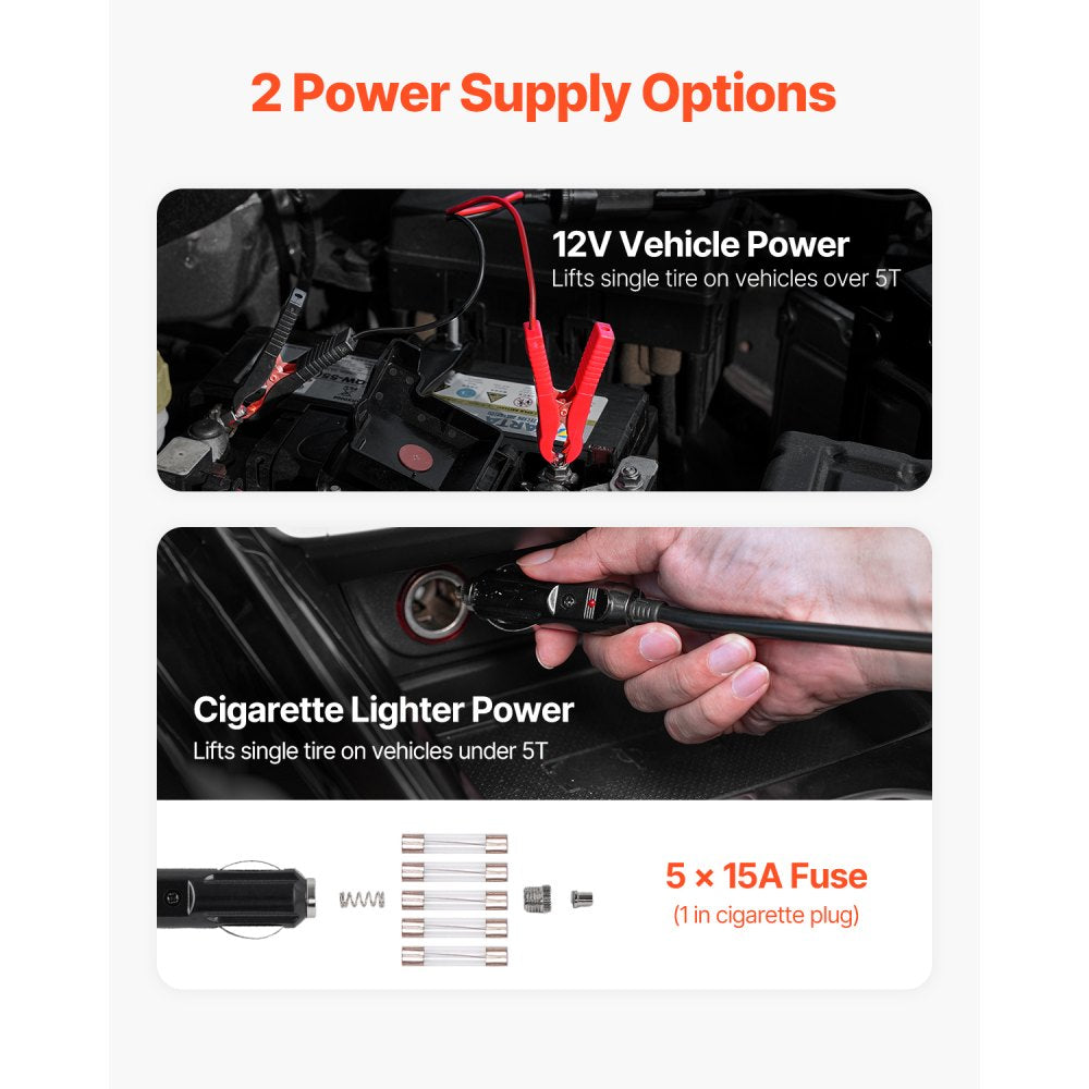 VEVOR Electric Car Jack, 5 Tons /11000 lbs, Electric Scissor Jack with Built-In Inflator, 12V Tire Change Replacement with Electric Impact Wrench & LED Light, Portable Jack kit for Sedan, SUV, Truck