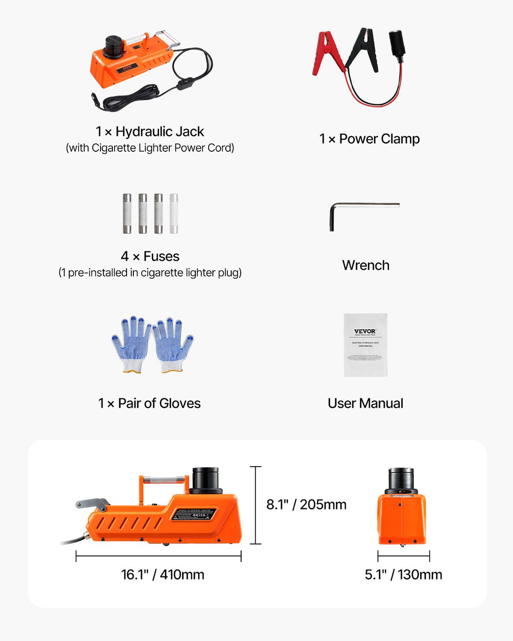 VEVOR Electric Car Jack, 15 Tons /33000 lbs, Adjustable Electric Scissor Jack with High Load Capacity, 12V Dual-Powered Tire Change Replacement with LED Light, Portable Jack kit for Sedan, SUV, Truck