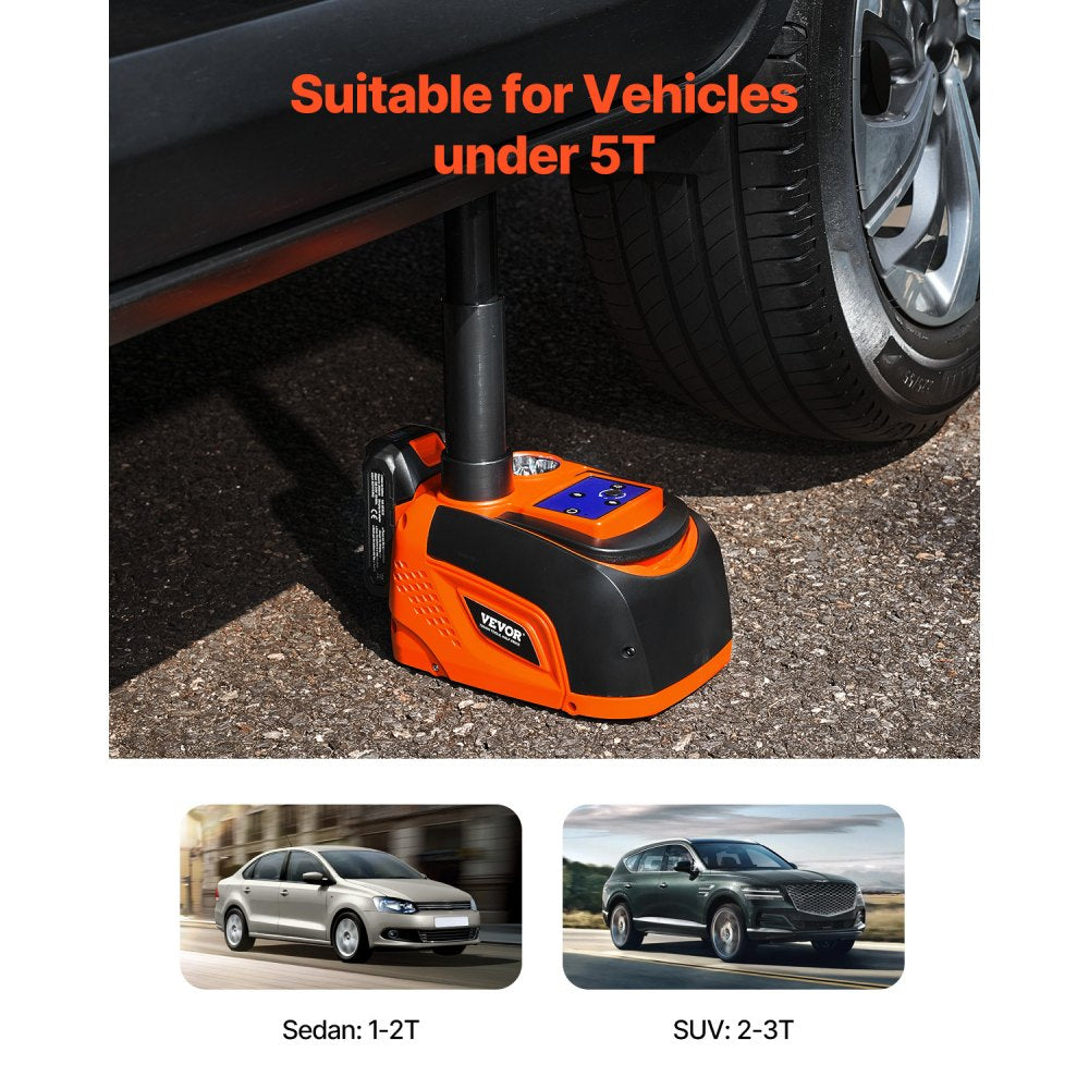 VEVOR Electric Car Jack, 5 Tons /11000 lbs, Adjustable Electric Scissor Jack with High Load Capacity, Tire Change Replacement with LED Light & Remote Control, Portable Jack kit for Sedan, SUV, Truck