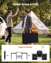 VEVOR Folding Camping Table, Outdoor Portable Table, Quick Set-up Kitchen Cook Station, with Storage Organizer, Telescoping Legs, a Detachable Windscreen, Carrying Bag, for Picnic BBQ RV Traveling