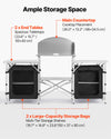 VEVOR Folding Camping Table, Outdoor Portable Aluminum Lightweight Table, Quick Set-up Kitchen Cook Station, with Storage Organizer, Detachable Windscreen, Carrying Bag, Ideal for Picnic BBQ Traveling
