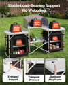VEVOR Folding Camping Table, Outdoor Portable Aluminum Lightweight Table, Quick Set-up Kitchen Cook Station, with Storage Organizer, Detachable Windscreen, Carrying Bag, Ideal for Picnic BBQ Traveling