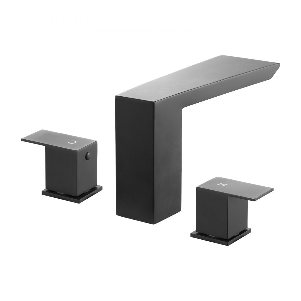 VEVOR Roman Tub Faucet, Bath Tubs Faucets Set with 2 Handles, Roman Tub Faucets Deck Mount for Pet Washing, Baby Care, Adult Bathing, Matte Black, Stainless Steel, 3 Hole Waterfall Bathtub Faucet