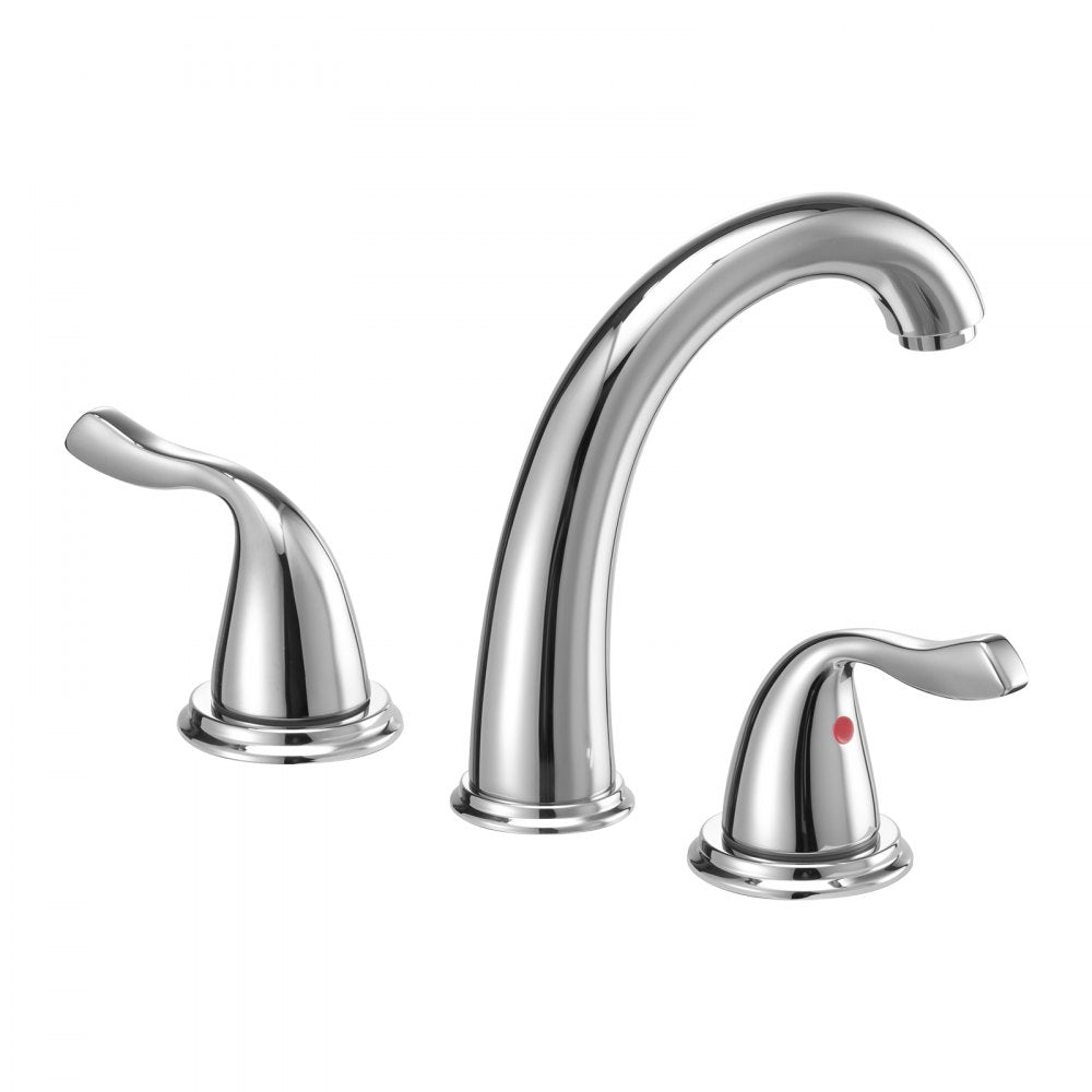 VEVOR Roman Tub Faucet, 3 Hole Waterfall Bathtub Faucet, Gooseneck Bath Tubs Faucets Set with 2 Handles, Deck Mount Bath Tub Faucets Set for Pet Washing, Adult Bathing, Silver, High Arc Spout